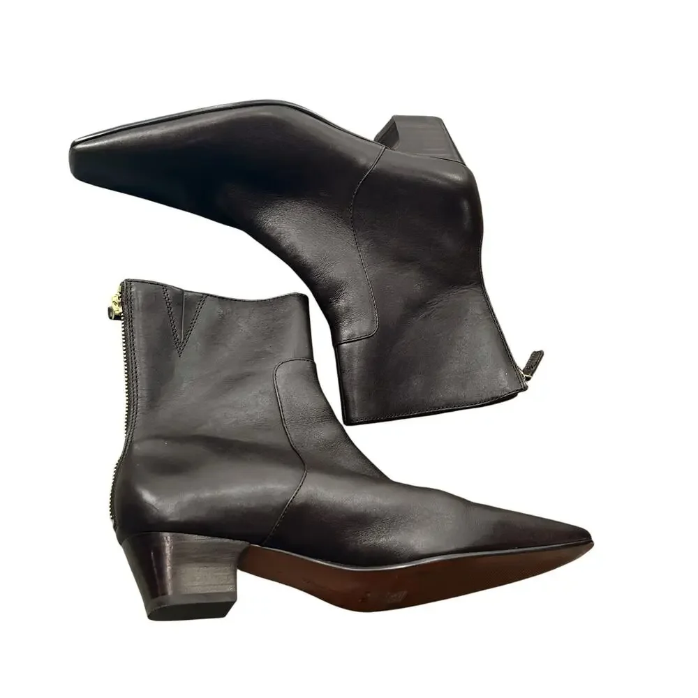 Madewell the Lexie Ankle Boots Square Toe True Black Smooth Leather Size 6